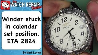 ETA 2824 - Winder stuck in calendar position. How to fix