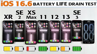 iOS 16.6 Battery Life Drain Test 2023 | iPhone XR vs Se 2020 vs Xs Max vs 11 vs 12 vs 13 vs SE 2022