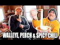 Ice Fishing Walleye, Perch & Eating Spicy Chili