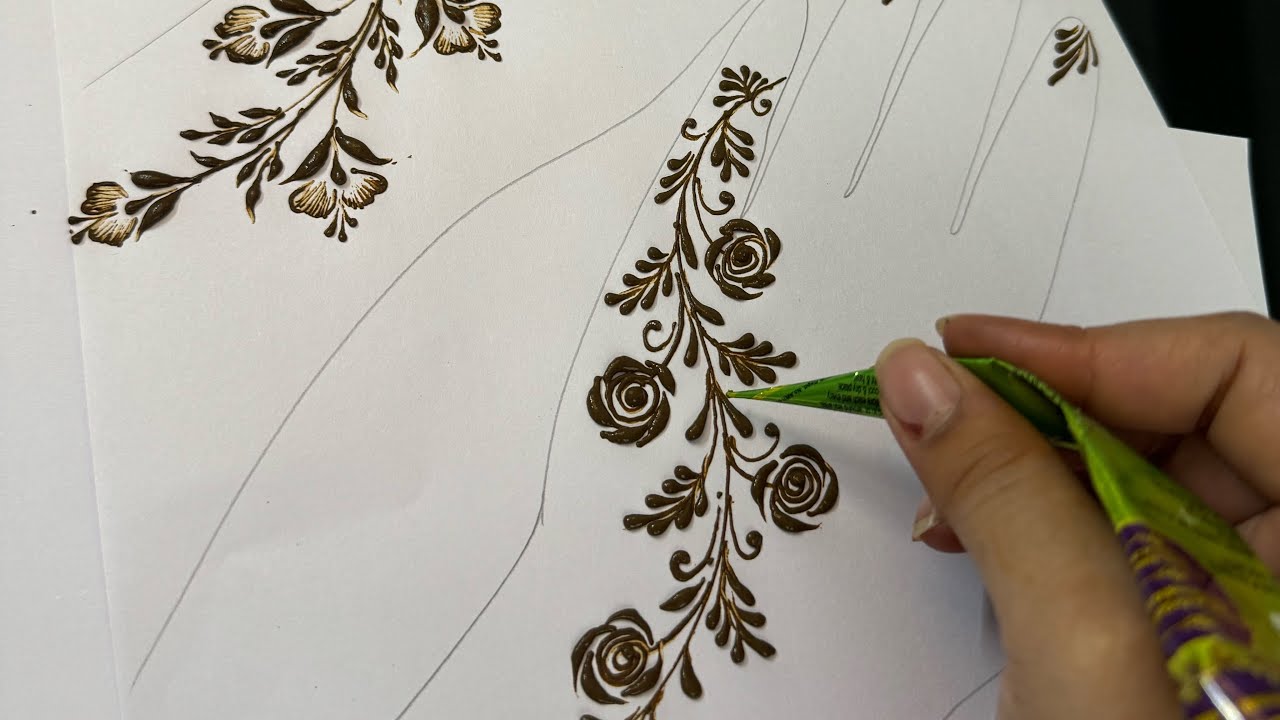 FAMOUS DUBAI STYLE DESIGN / Simple gulfy henna / leaves henna / Dubai henna