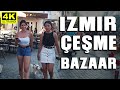 Walking in Çeşme Bazaar Izmir | Walking Tour | July 2021| 4k UHD 60fps