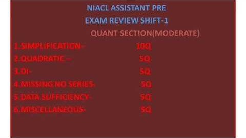 NIACL ASSISTANT PRE 2018 EXAM REVIEW