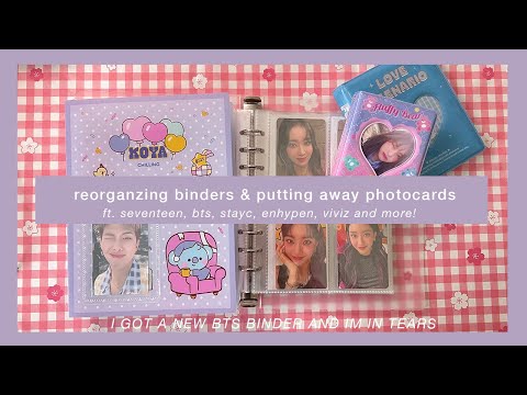 update | reorganizing binders & putting away photocards ☆ seventeen, bts, stayc, viviz, & enhypen
