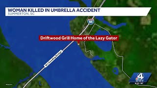 Woman killed by flying umbrella at South Carolina restaurant