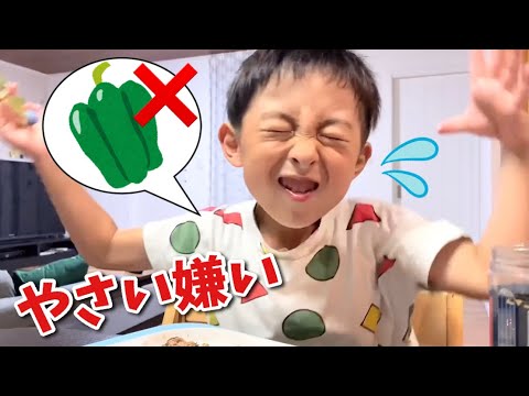 「やさい嫌い」ピーマンの肉詰め食べれるかな？子供の苦手克服【育児日記】