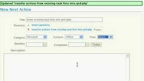 create a new next action in gtd-php v0.8