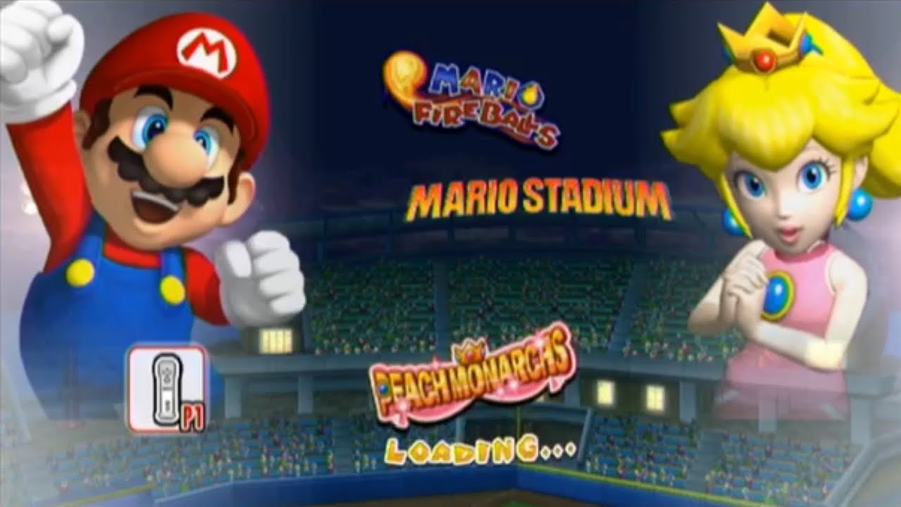 Mario Super Sluggers: Mario vs Peach (Mario Stadium Night)