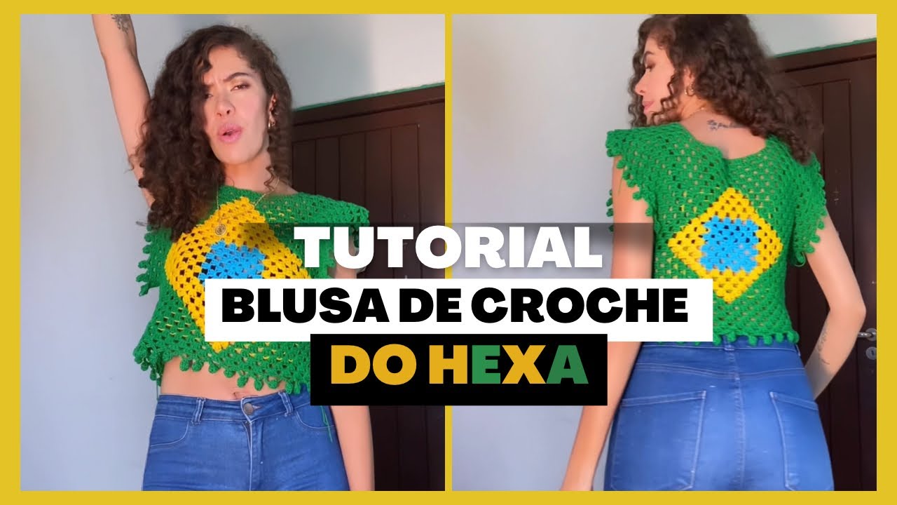 Como fazer blusa de crochê com bandeira do Brasil