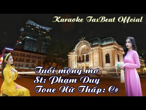 Video Karaoke Tuổi Mộng Mơ Tone Nữ Thấp | TAS BEAT - youtube