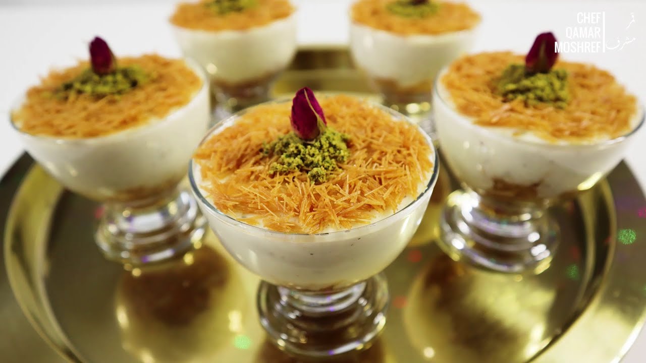 اكواب الكنافة او الشعيرية بالقشطة بدون فرن اطيب حلى بارد في 10 دقائق