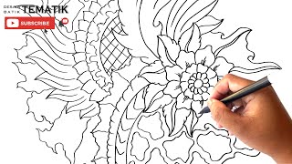 CARA MENGGAMBAR BUNGA MOTIF BATIK #35 - cara menggambar batik yang mudah II how to draw batik CARA MENGGAMBAR BUNGA MOTIF BATIK #35 - cara menggambar batik yang mudah II how to draw batik