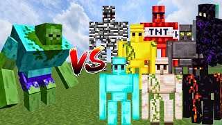Zombie Mutant vs All Golems | Minecraft Mob Battle