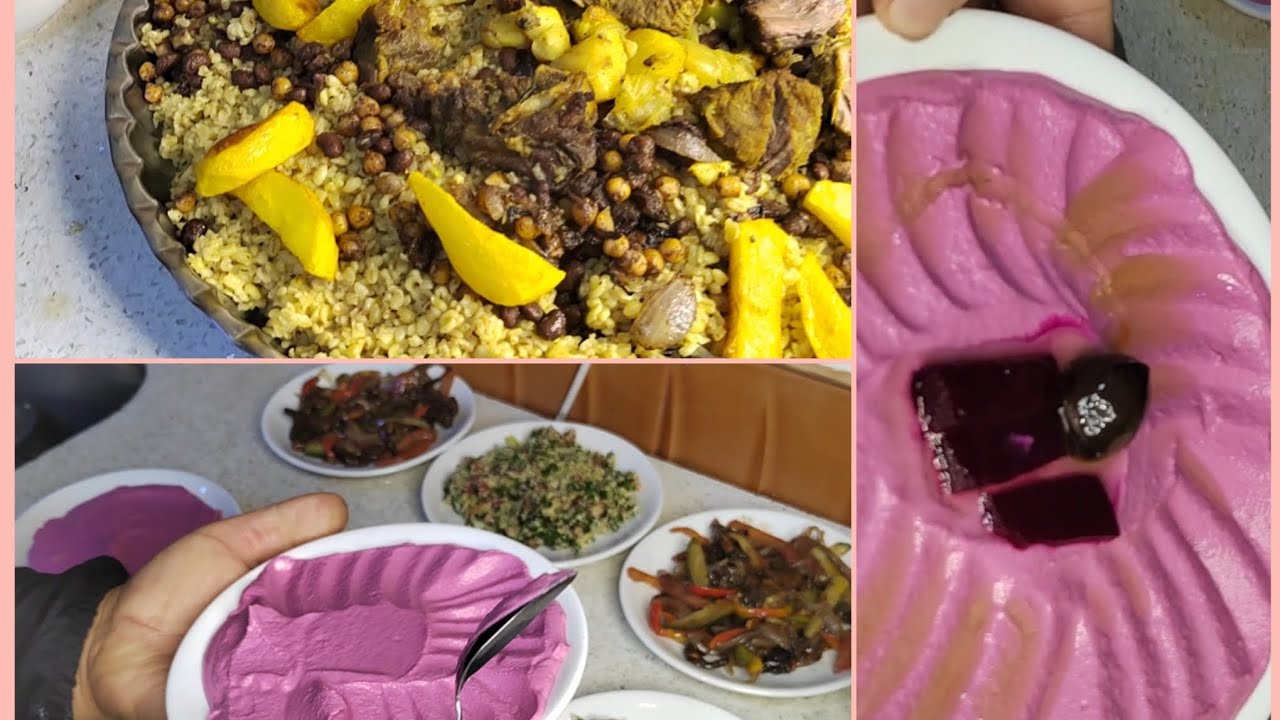 اول مره على اليوتيوب😊 حمص  بطحينه  بطعم الشمندر وشلون سويت لكم صينيه برغل مال مطاعم😋