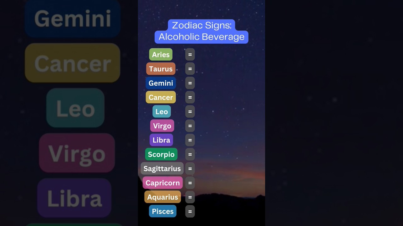 zodiac signs: alcoholic beverages 