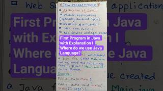 Where do we use Java? l First Program in Java with Explanation #shorts #java #javaprogramming