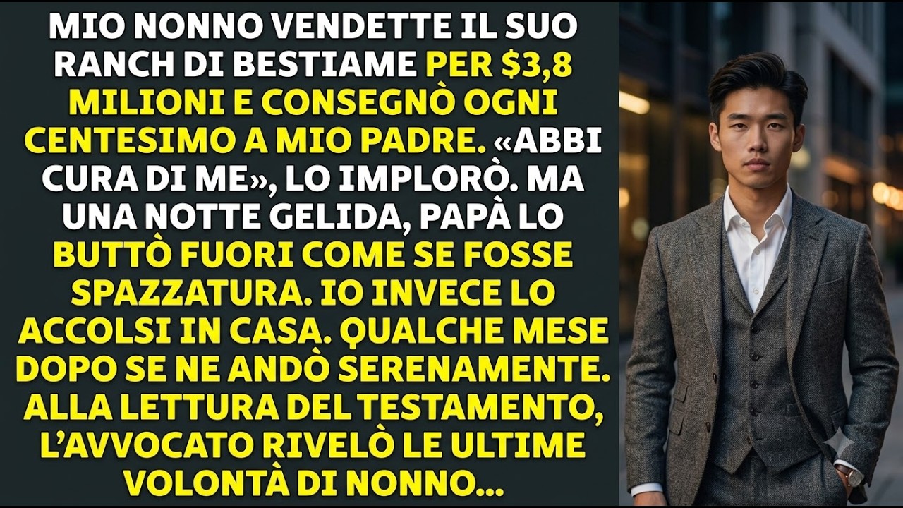 Mio nonno ha venduto il suo ranch per 3,8 milioni di dollari e ha dato ogni centesimo a mio padre. L’unica condizione era semplice: "Abbi cura di me." Per un po’ sembrava farlo. Poi, una notte...