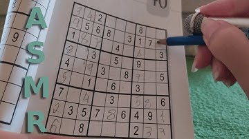 ASMR playing sudoku! (no talking, scribbling sounds)