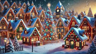 Whimsical North Pole Village 4K | Santa’s Workshop-Inspired Festive Backdrop with Snowfall