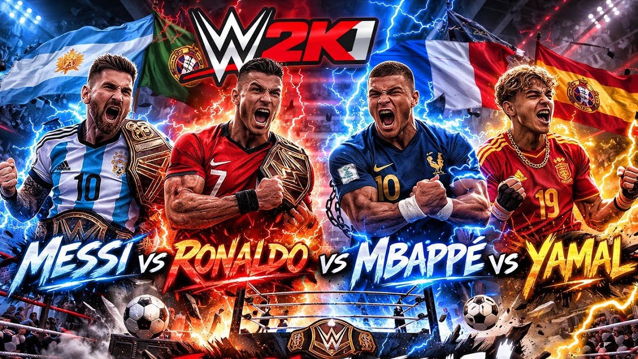 Messi Yamal Mbappe Ronaldo | WWE 2k25 gameplay live shorts