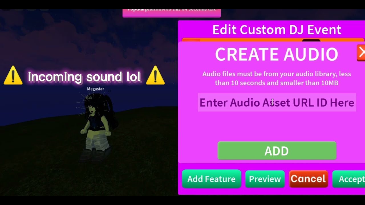 Tutorial Custom Audio on Custom Dj Event | Splash Roblox