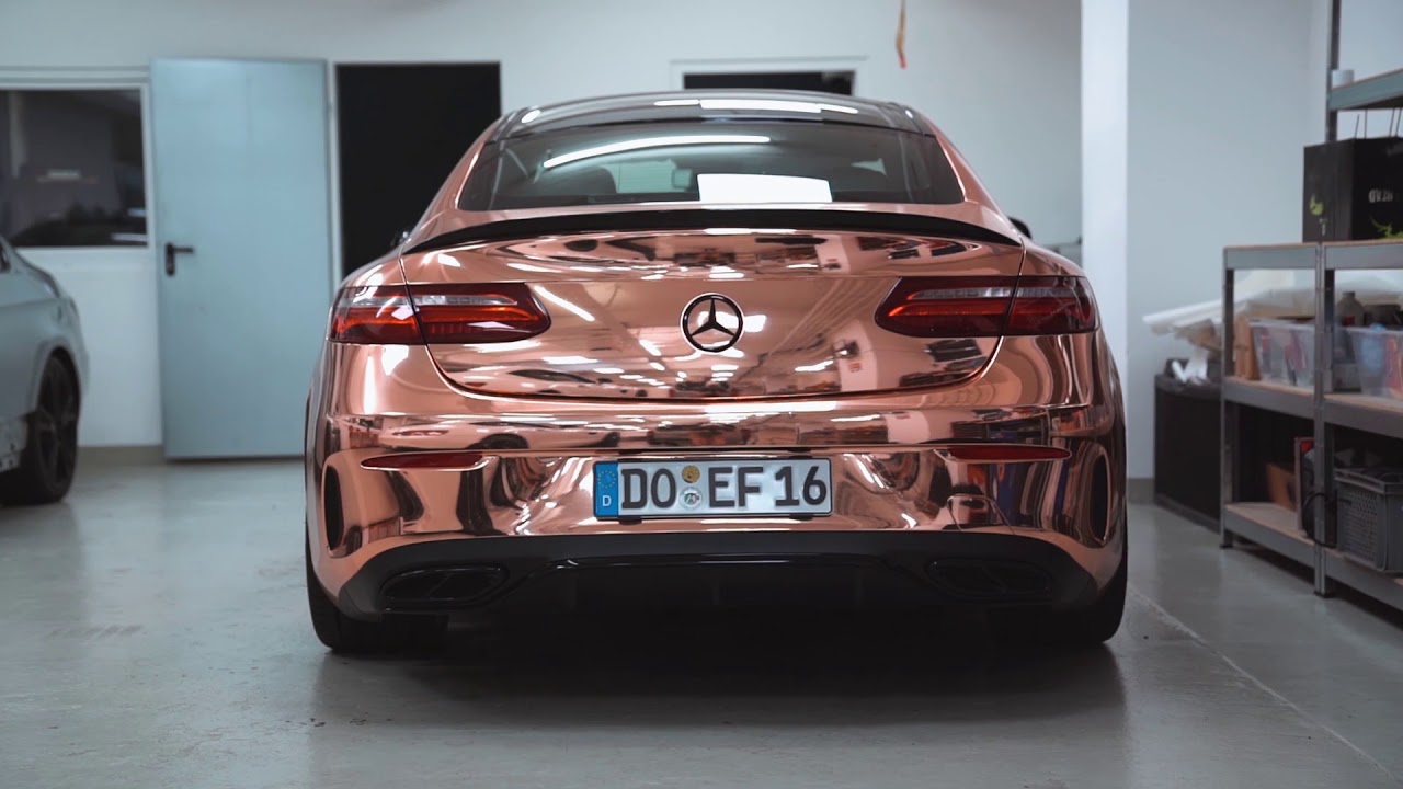 Mercedes E Coupé | Rosé Gold Chrom | Enjoy Fahrzeugfolierung - YouTube