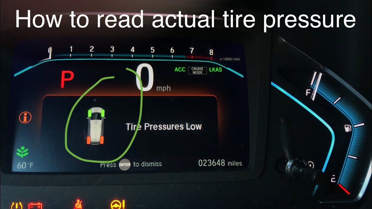 Tire pressure - 2018 and up Honda Odyssey how to check tire pressure