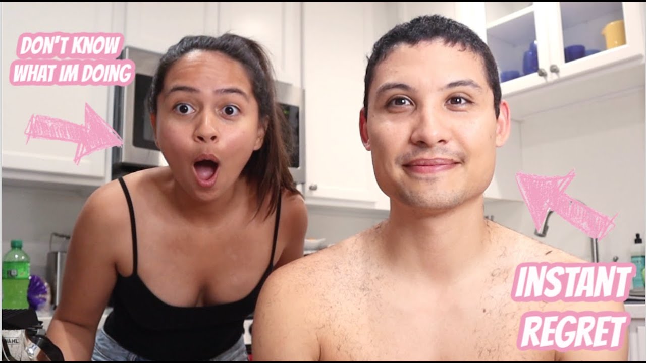 FIRST TIME CUTTING MY BOYFRIENDS HAIR *Quarantine* | Rachel & Nick