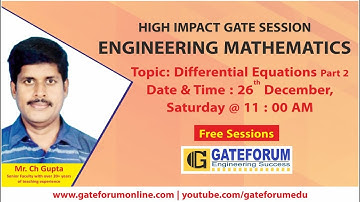 High Impact GATE Sessions on Engineering Mathematics by Gupta Sir I Differential Equations I Part 2