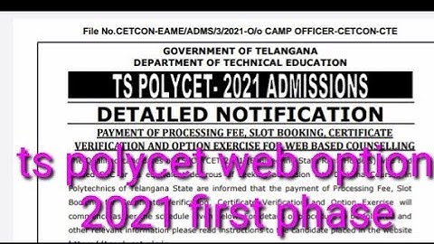 TS polycet seat allotment dates 2021/seat allotment dates 2021/ts polycet web options in Telugu 2021