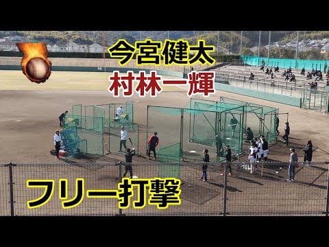 ソフトバンク・今宮健太、楽天・村林一輝両選手の最終日自主トレ!!フリー打撃編!!打撃投手の内角攻め!!