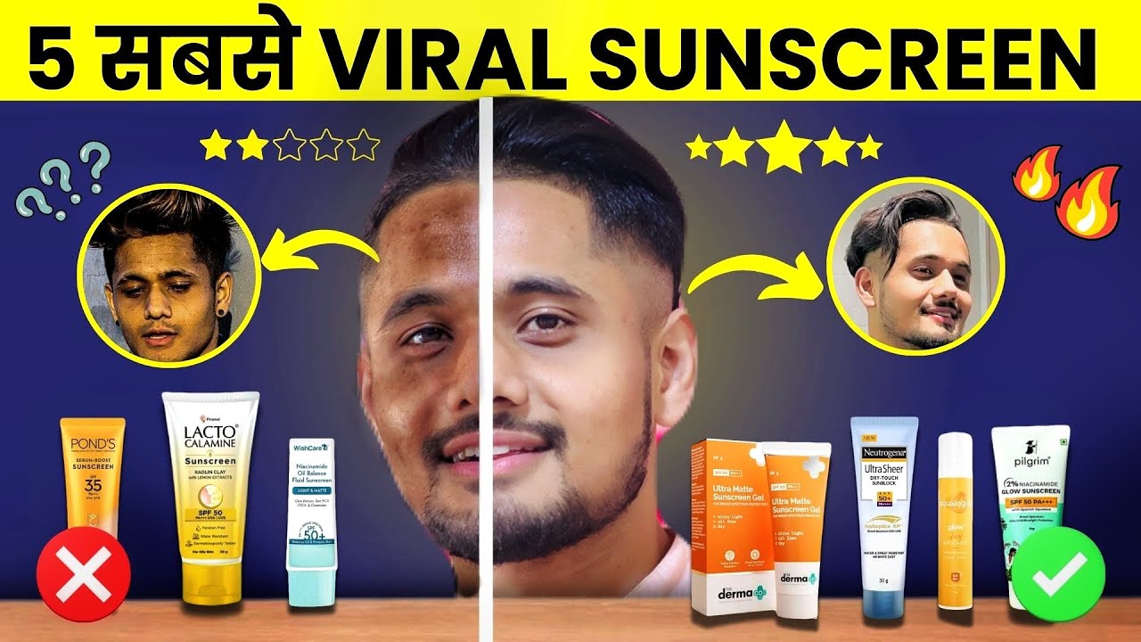 5 सबसे VIRAL SUNSCREEN 😍✅| Top 5 Viral Sunscreen Under ₹500 for Men’s | HINDI | Ep.1