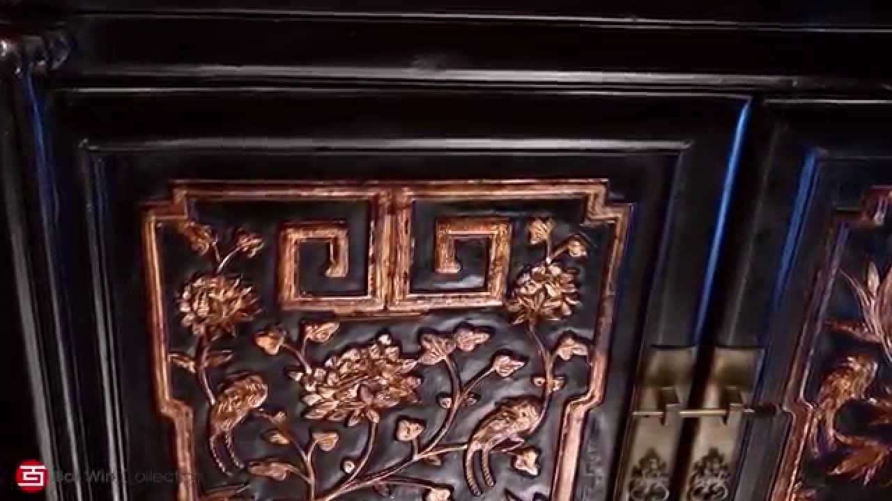 Large Qing Dynasty rectangular black lacquered cabinet