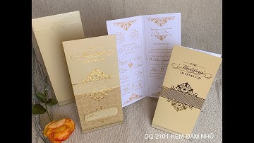Thiệp cưới sang trọng màu vàng đồng 2101, in thiệp cưới Sài gòn, mẫu thiệp cưới đẹp, Thiệp cưới Sala
