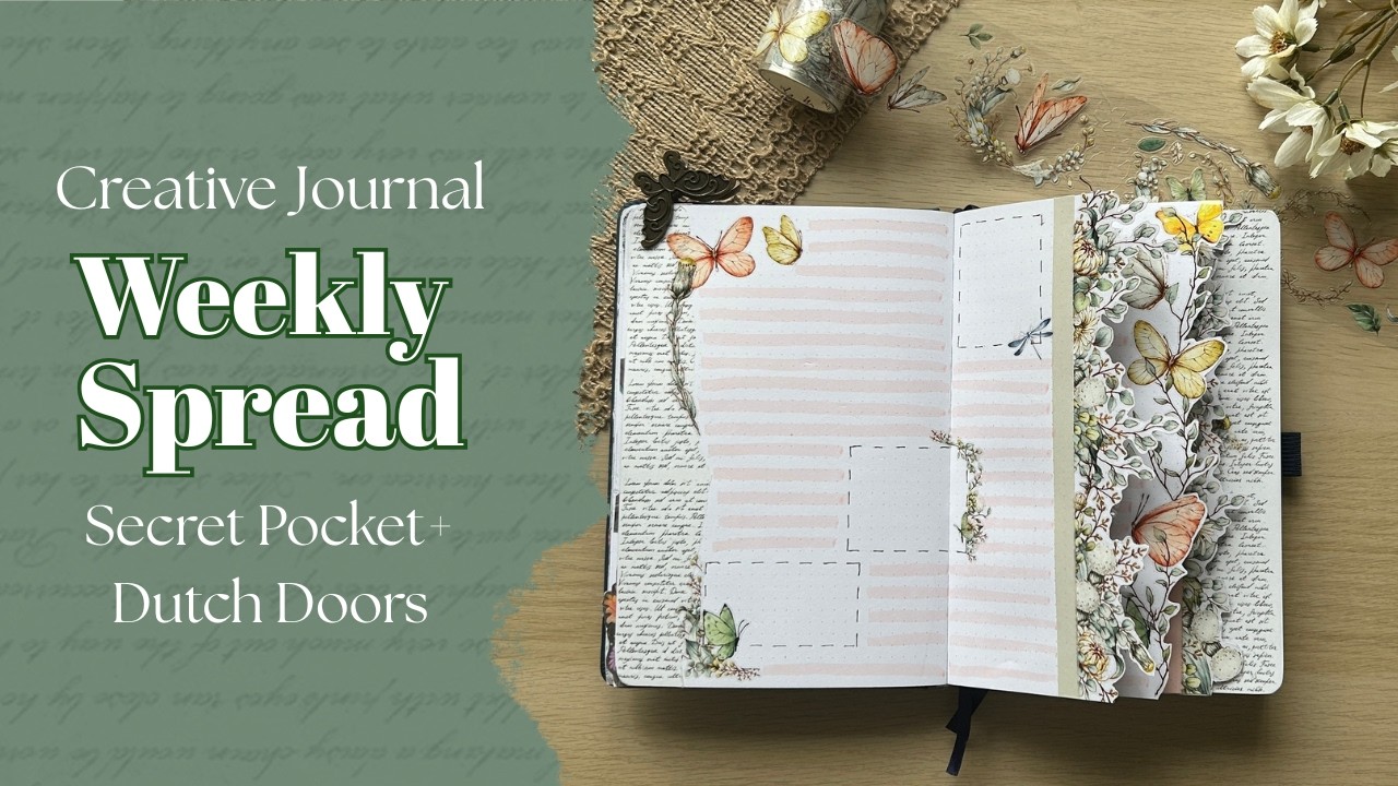 DUTCH DOOR Weekly Spread 🌿 Easy Secret Pocket + Zephyr Bloom PET Tape