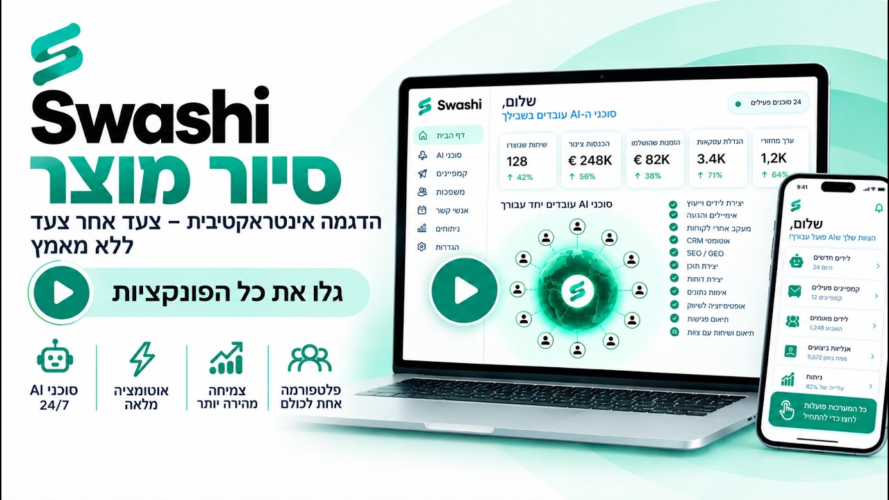Swashi Product Walkthrough Hebrew – סיור אינטראקטיבי במוצר