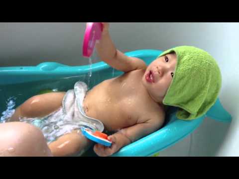 Fever tub - Baby cooling down in the tub when he had the fever.  From Sept or Oct of 2013.