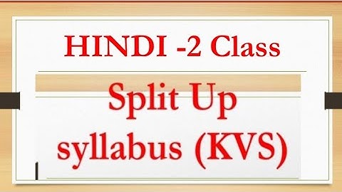 syllabus Class 2/Hindi/KVS