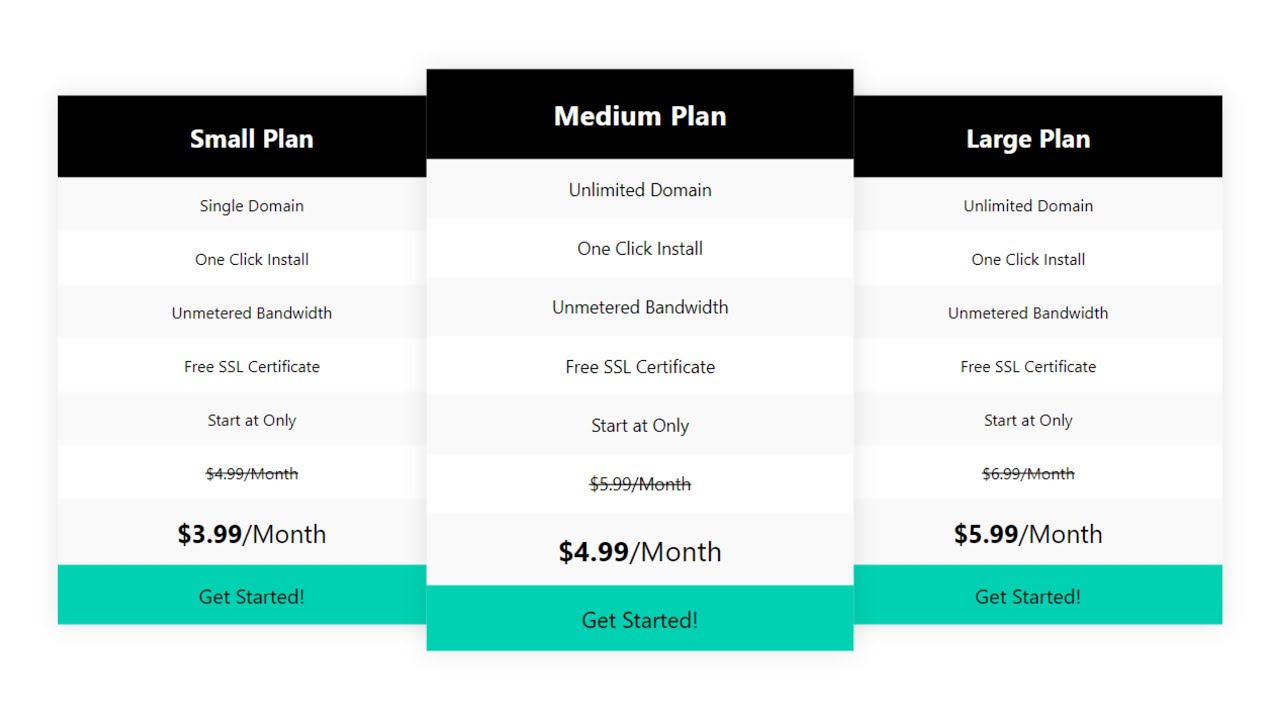 Price List Design Table Tags With HTML 5 | CSS 3