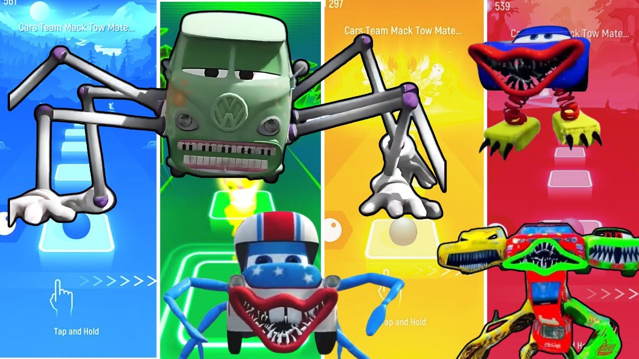 Fillmore head vs Tow mater eater vs Mcqueen eater vs Three heads mcqueen cars edm