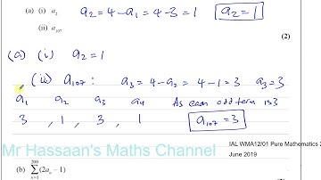 WMA12/01 IAL P2 new JUNE 2019 Q1  Recurrence Relationships