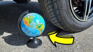 CRUSHING EARTH GLOBE BY A CAR TIRE | SATISFYING SOFT & CRUNCHY SOUNDS screenshot 4