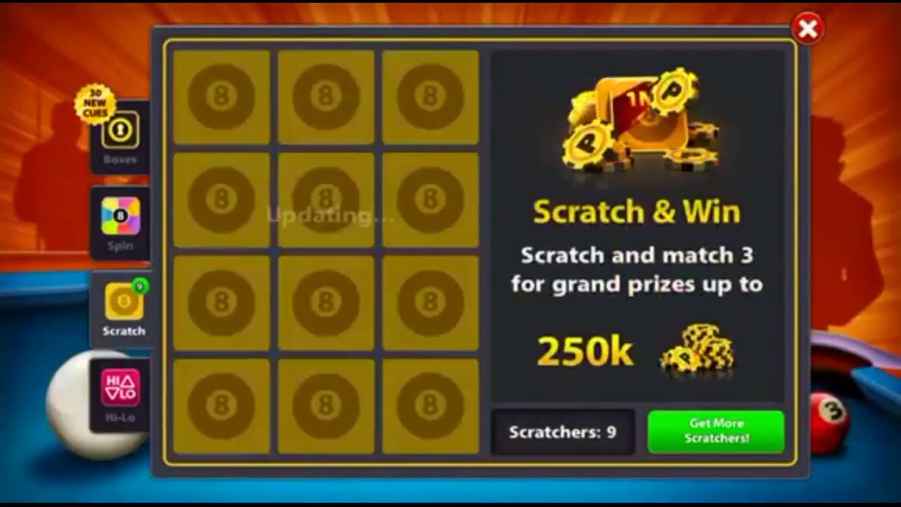 8ball Pool -Scratch and win 250k (GLITCH WORK 100%) 8ball Pool -Scratch and win 250k (GLITCH WORK 100%) -