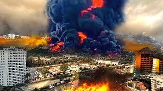 Fire breaks into cities, 1000+ houses burned down. Forest fires in the Valparaiso region, Chile.