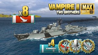 駆逐艦「ヴァンパイア II」: マップ「Two Brothers」で 8 隻を撃破 - World of Warships screenshot 2