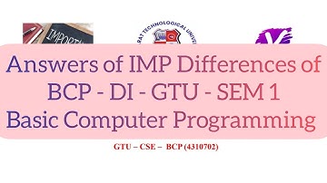 Answers of IMP Difference - Basic Computer Programming - 4310702 | BCP IMP DIFFERENCES - DI | PART 1