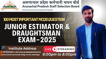 APSSB JUNIOR ESTIMATOR & DRAUGHTSMAN EXAM-2025|| IMPORTANT QUESTION PRACTICE || ARUNACHAL PRADESH