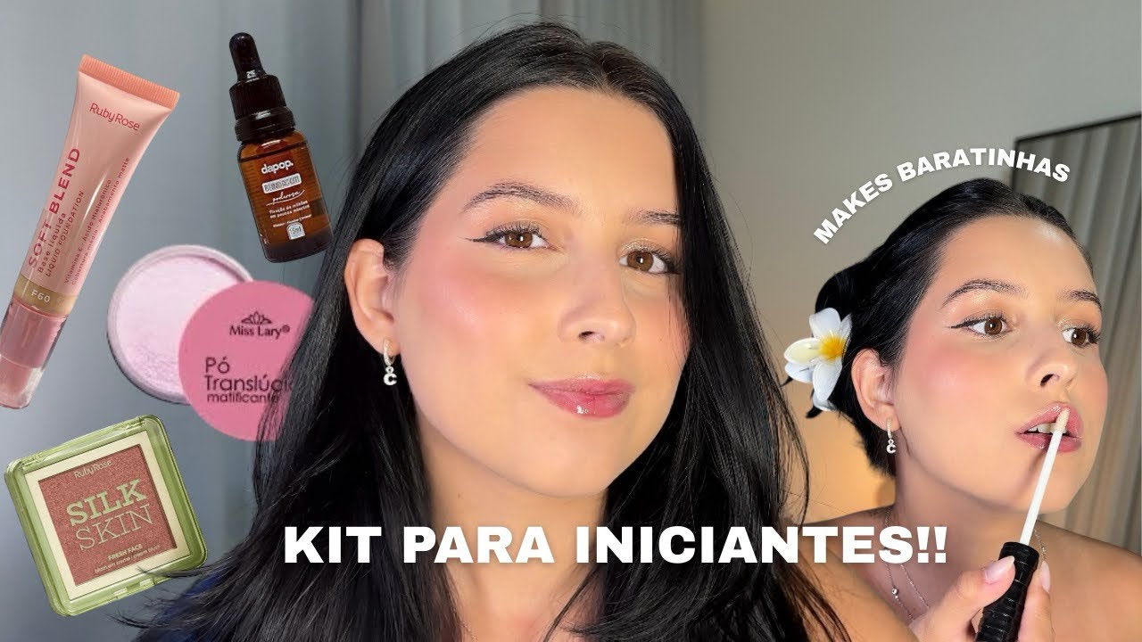 KIT DE MAQUIAGEM para iniciantes só com baratinhos + tutorial completo