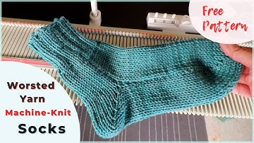 LK150 machine knitted socks with worsted yarn - Free Pattern Download