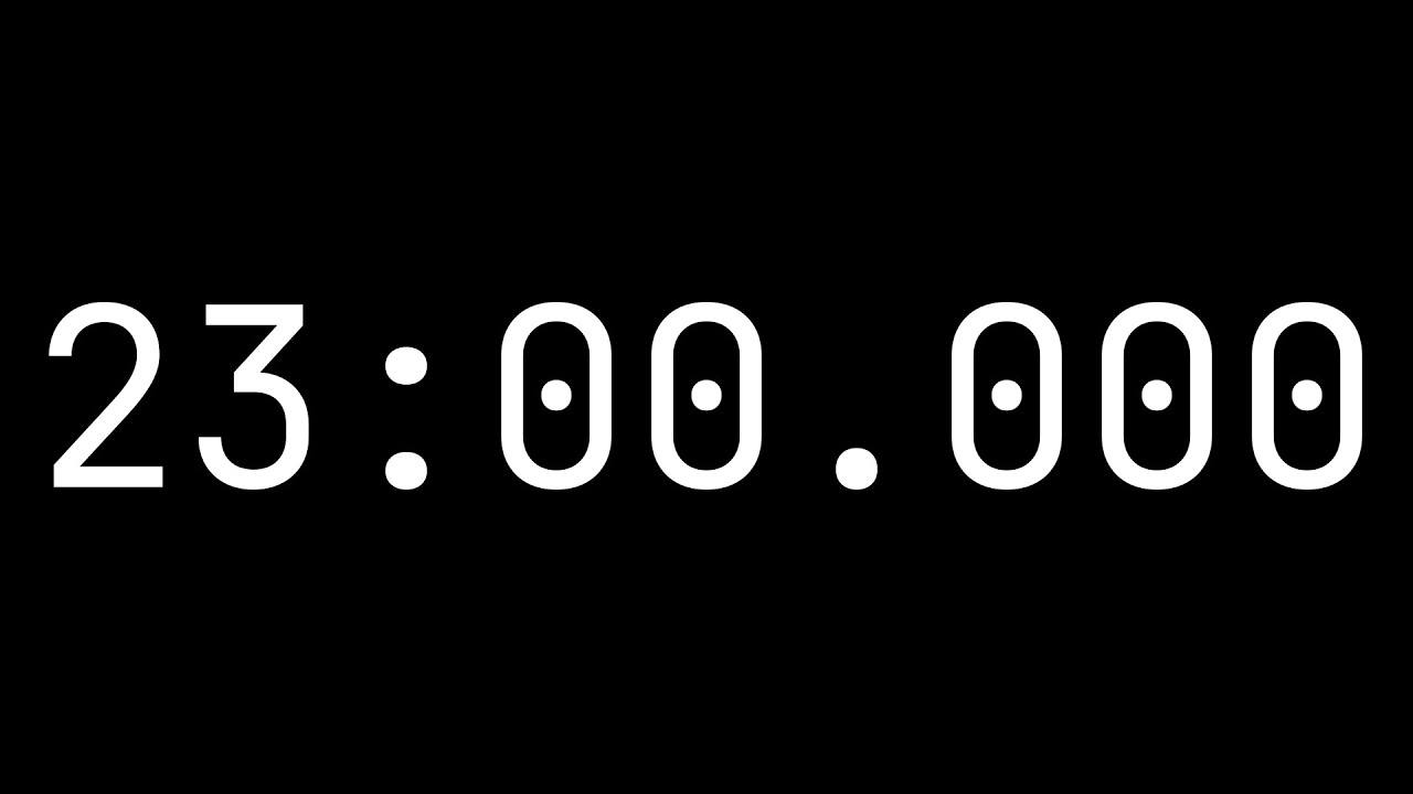 Countdown timer 23 minutes [23:00.000] - White on black with ...