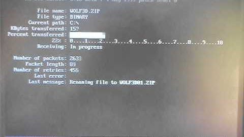 MS-DOS Kermit file copy over RS232 serial link